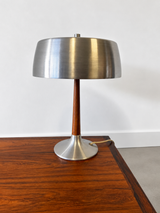 Holm Sørensen Tafellamp in Aluminium & Palissander | Denemarken, jaren 60