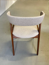 Set van 4 eetkamerstoelen, Kai Kristiansen, model T21, grijze bekleding, jaren '60