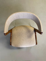 Set van 4 eetkamerstoelen, Kai Kristiansen, model T21, grijze bekleding, jaren '60